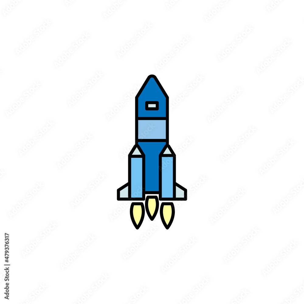 space shuttle line colored icon. Signs and symbols can be used for web, logo, mobile app, UI, UX on white background