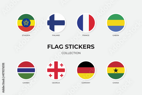 Flag Stickers of Ethiopia, Finland, France, Gabon, Gambia, Georgia, Germany and Ghana