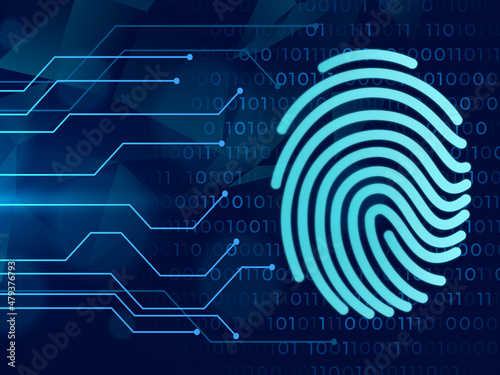 2d illustration Fingerprint Scanning Technology Concept 