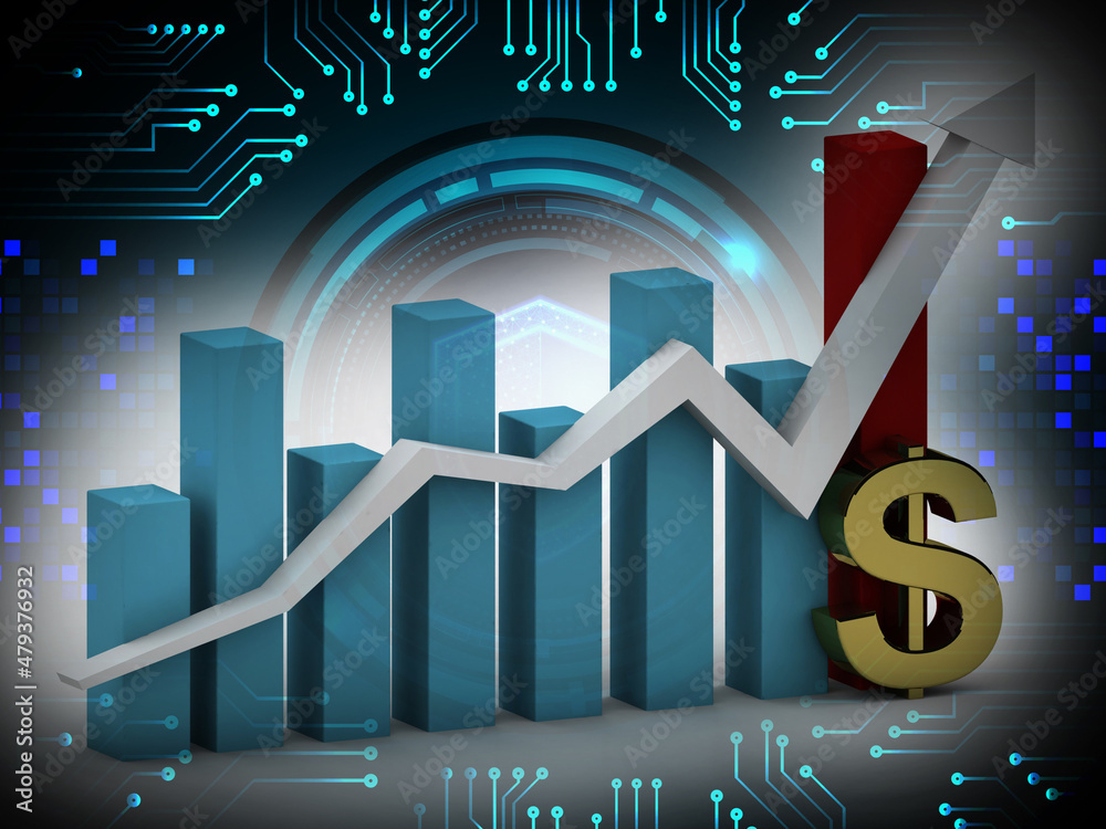 Fototapeta premium 3d illustration dollar sign with graph