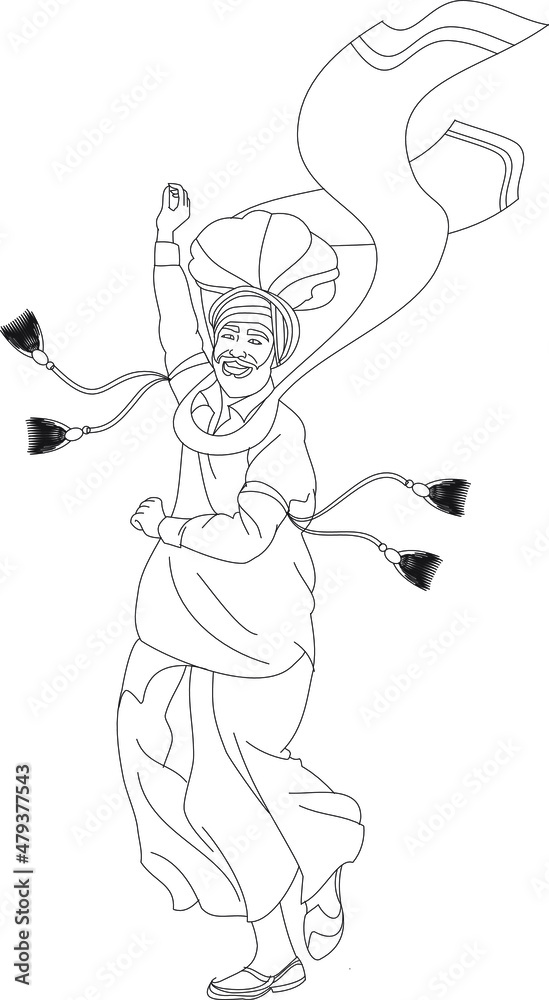 Punjabi Bhangra dancer in harvest festival Lohari, vector illustration
