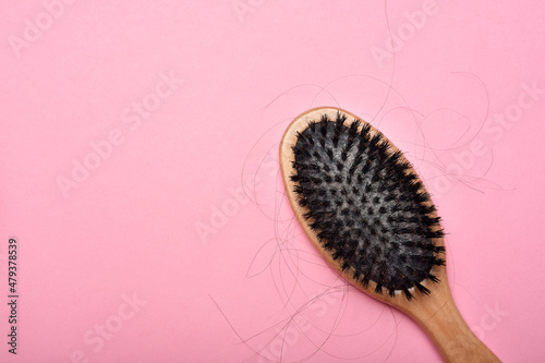 Photography Dirty hair brush, Grey lint dead skin cell residue on unclean comb, Poor hygiene head scalp, Hair fall problem