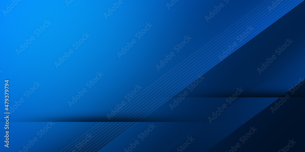 Modern abstract gradient dark navy blue line banner background