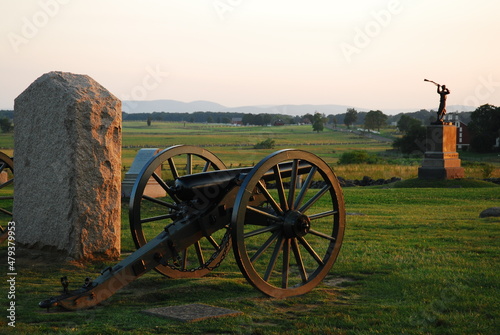 Cannon and military artillery adorn The High Tide Battery at Gettysburg National Monument photo