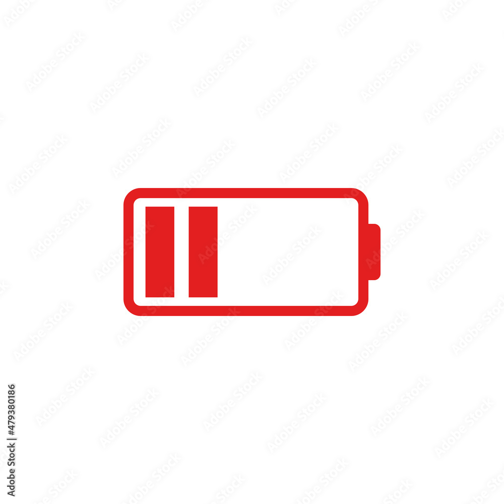 Fototapeta premium Phone battery simple flat icon vector illustration. Low battery icon vector