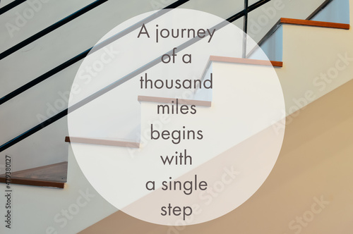 Фотография Inspirational and motivational quote with phrase A JOURNEY OF A THOUSAND MILES B