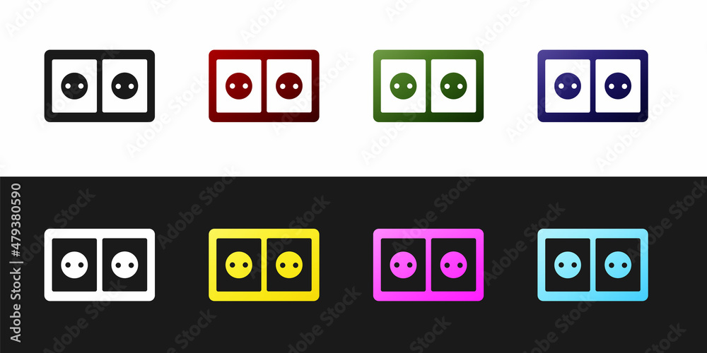 Set Electrical outlet icon isolated on black and white background. Power socket. Rosette symbol. Vector Set Electrical outlet icon isolated on black and white background. Power socket. Rosette symbol. Vector