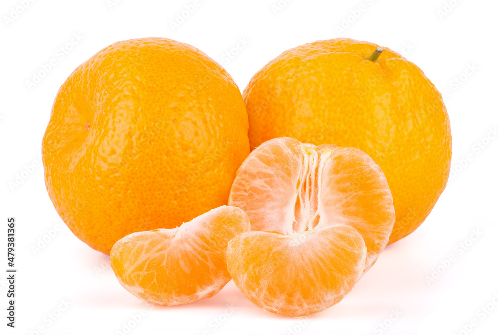 Group of mandarin tangerine with slices isolated on white background Group of mandarin tangerine with slices isolated on white background