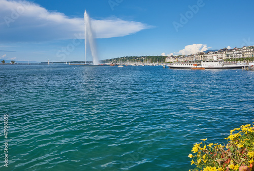 Famous fountain on Geneva promenade