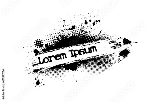 Paint stains black blotch background. Grunge Design Element. Brush Strokes. Frame for text. Vector illustration