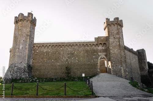 Courtyard of Montalcino Fortress in Tuscany, Italy. The fortress was built in 1361 atop the highest point of the town.