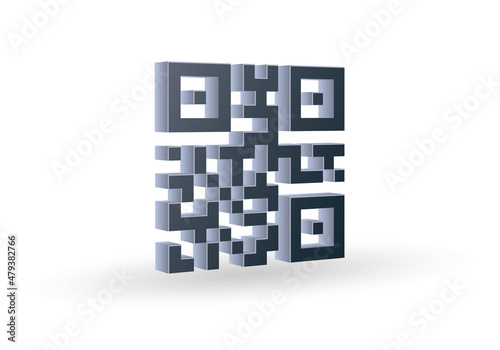 Qr code icon. 3d Qrcode for scan. Vector illustration.