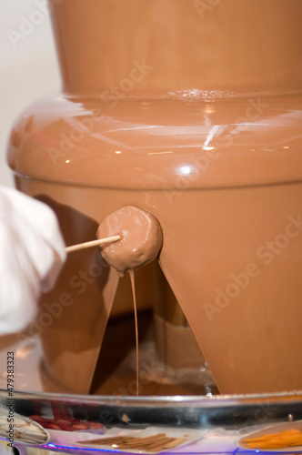 liquid chocolate fountain for dipping treats at an event or celebration