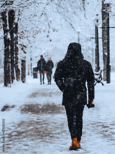 Pedestrian in Winter Toronto