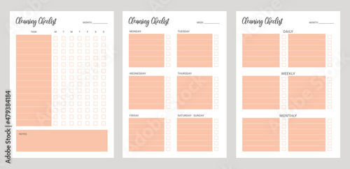 set cleaning checklist, schedule planner photo