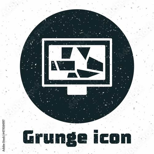 Grunge Picture art icon isolated on white background. Monochrome vintage drawing. Vector
