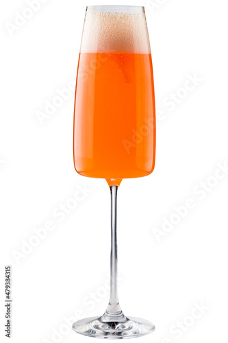 classic bellini cocktail isolated on a white background