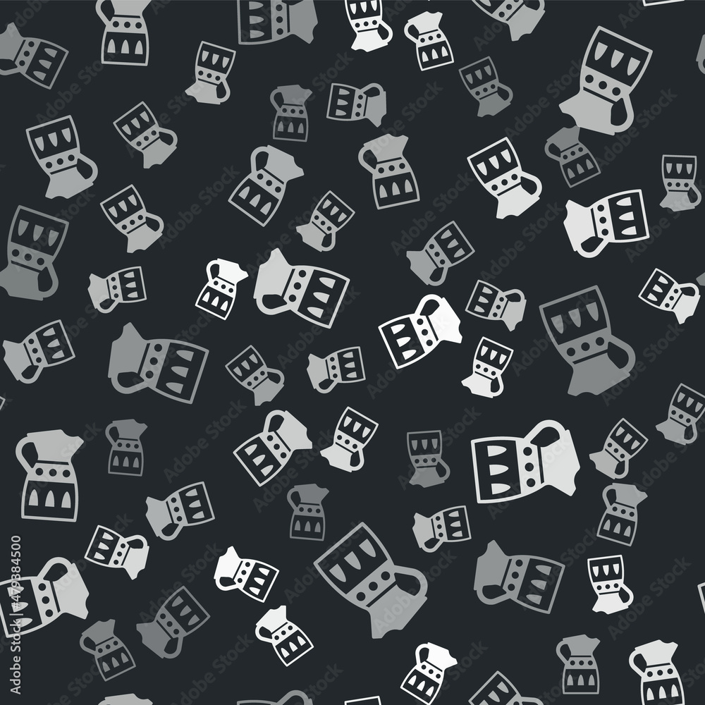 Grey Sangria pitcher icon isolated seamless pattern on black background. Traditional spanish drink. Vector Grey Sangria pitcher icon isolated seamless pattern on black background. Traditional spanish drink. Vector