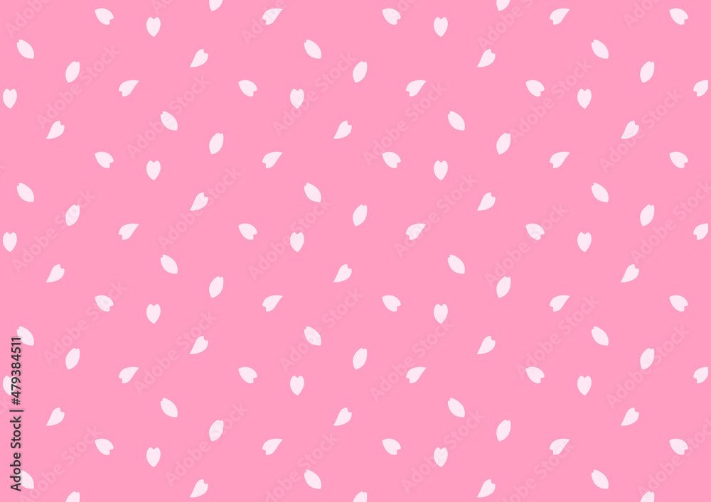 桜の花びらの模様　背景イラスト素材　ピンクの背景