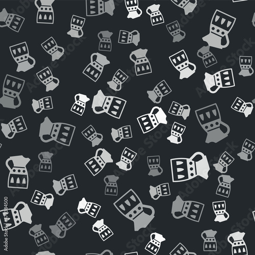 Grey Sangria pitcher icon isolated seamless pattern on black background. Traditional spanish drink. Vector