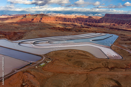 Obraz na plátně Unique shaped mining ponds for Potash refinement