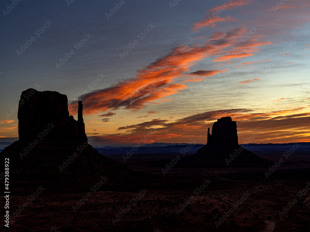 Classic western Landscape of Monument Valley at sunrise