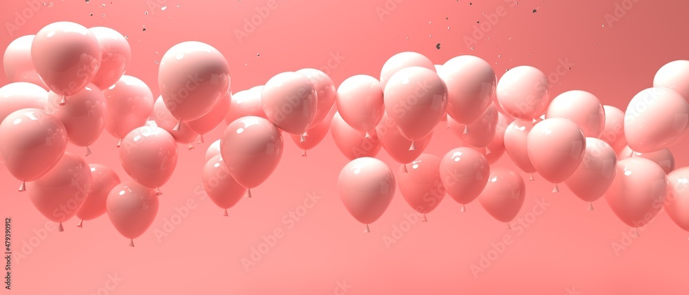 Floating balloons - Celebration and Party theme - 3D render