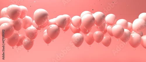 Fotografiet Floating balloons - Celebration and Party theme - 3D render