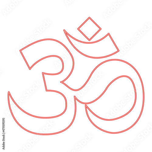 Neon induism symbol om sign red color vector illustration image flat style photo