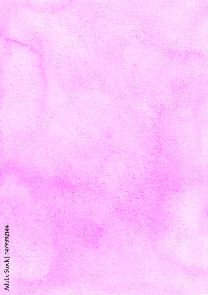 Abstract pastel fuchsia watercolor background texture, hand painted. Artistic  light pink backdrop, stains on paper. Aquarelle painting wallpaper.
