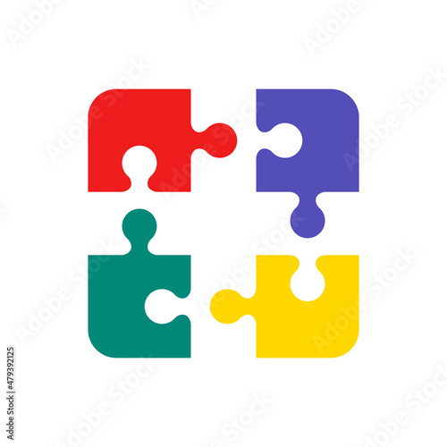 4 piece puzzle colorful vector illustration © garikprost