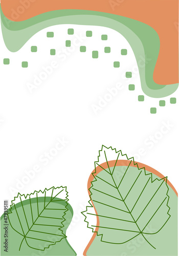 Abstract background, banner, template with leaves. Vector illustration.