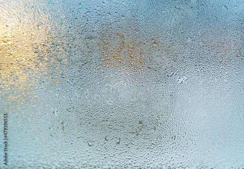 Wallpaper Mural blue dew drops on the glass Torontodigital.ca