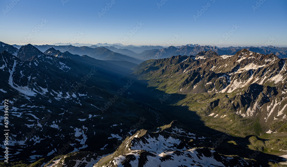 Austrian mountain landscape in the morning light, Tyrol, Austria, Europe