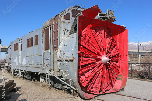 Fényképezés Vintage train snow plough in Ogden Station, Utah