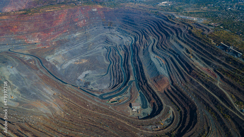 Huge iron ore quarry iron ore quarry top view Aero photo shoot.