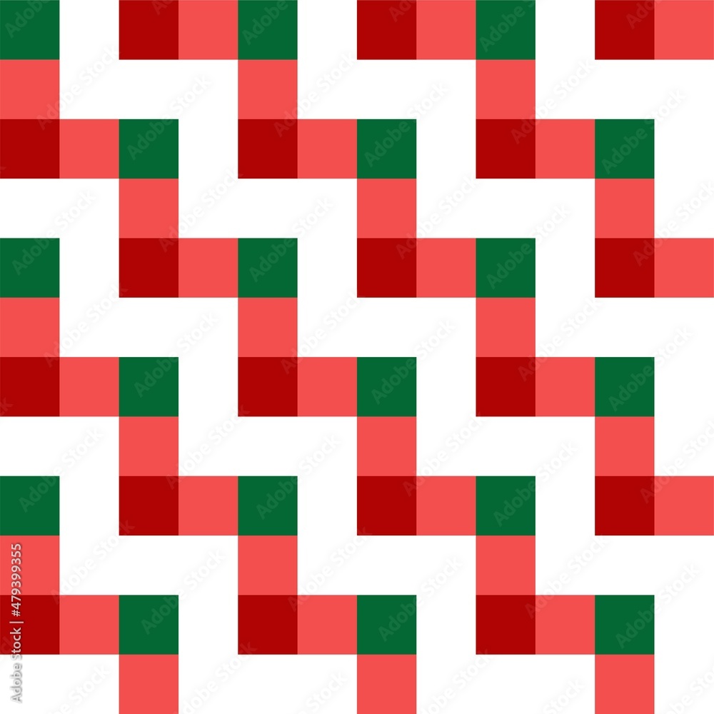 Red and green zigzag worm-like Christmas seamless pattern pixel art on the white background. Vector illustration. Red and green zigzag worm-like Christmas seamless pattern pixel art on the white background. Vector illustration.