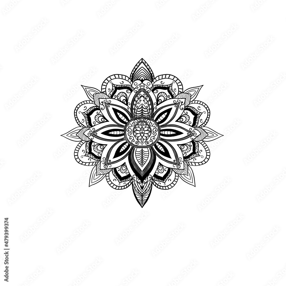  mandala designs paint good mood. Decorative ornament in ethnic oriental style. Outline doodle hand draw illustration.