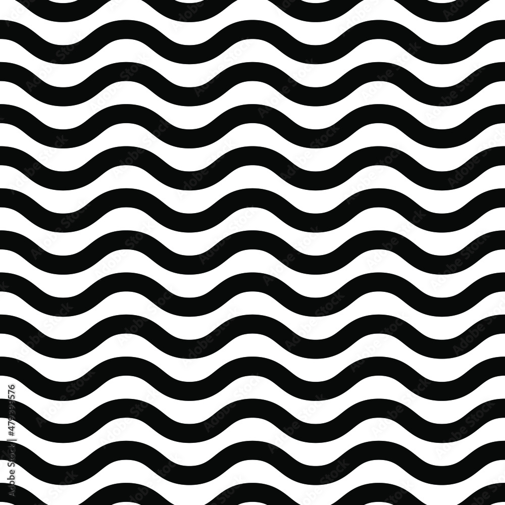 Black wave line seamless pattern on white background. Vector illustration. Black wave line seamless pattern on white background. Vector illustration.