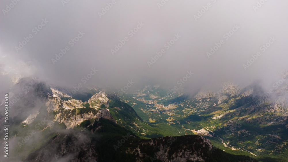 Mountain peak scenery in the clouds