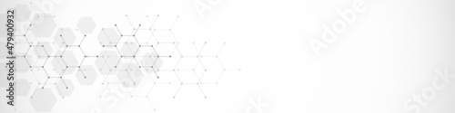 Abstract design element with geometric background and hexagons shape pattern for banner or website header template