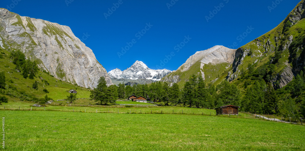 Panorama of an idyllic mountain landscape in the Koednitzal in East Tyrol, Tyrol, Austria, Europe