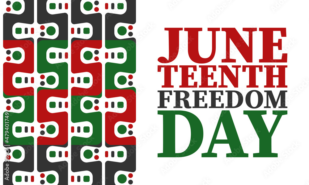 Fototapeta premium Juneteenth. Freedom and Emancipation day in June. Independence Day. Annual African-American holiday, celebrated in June 19. American history and heritage. Vector poster, illustration and banner
