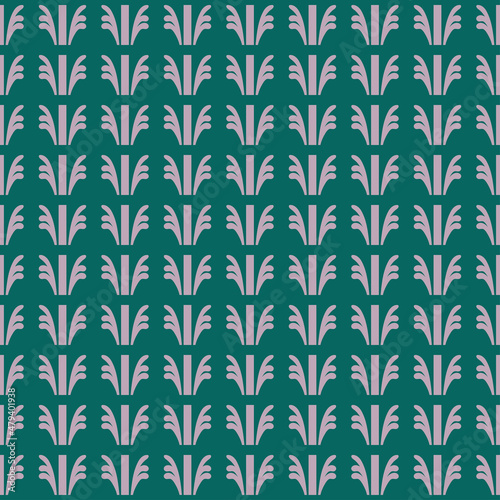 Vector seamless pattern in Gothic style. Plant elements, vertical design, green. Wallpaper, wrapping, paper, textiles.
