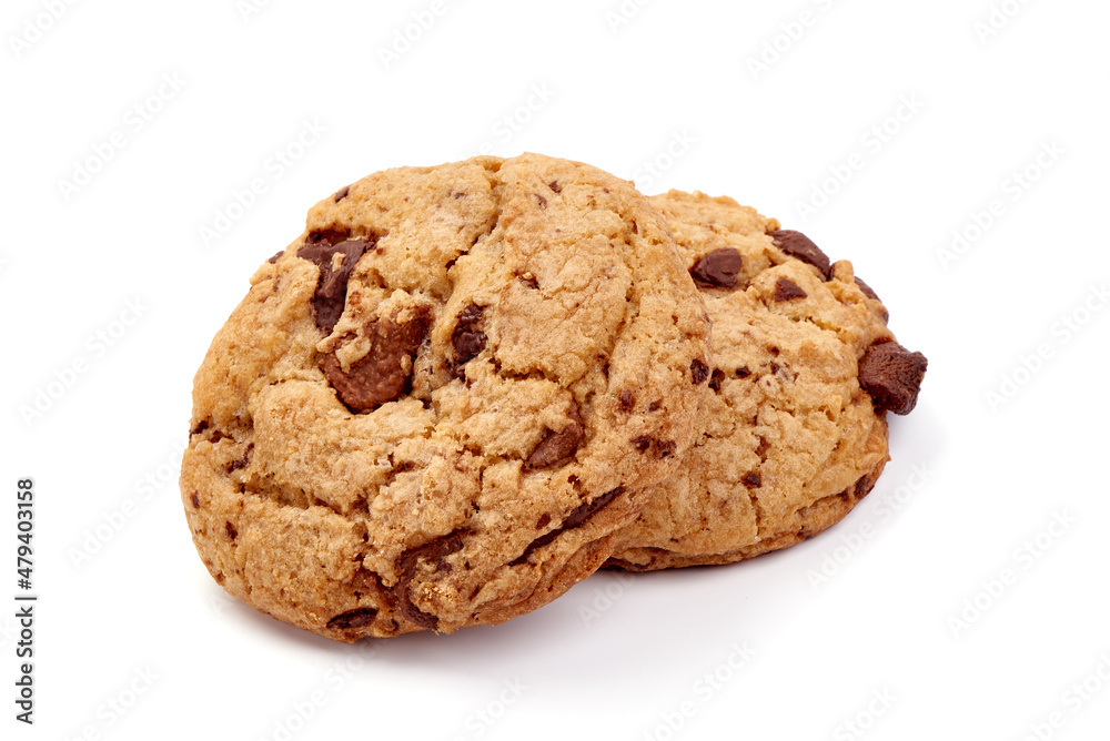 Chocolate chip cookies, isolated on white background. Chocolate chip cookies, isolated on white background.