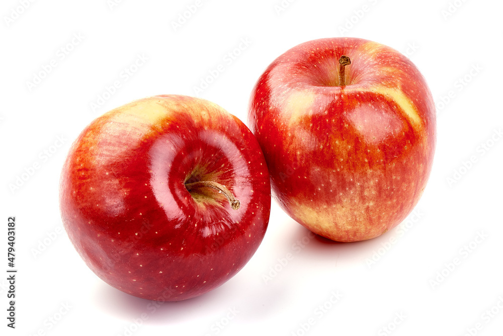 Fresh red apples, isolated on white background.
