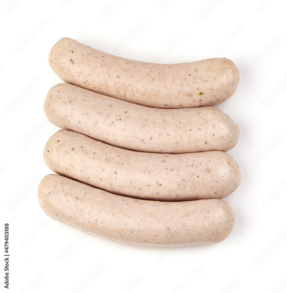 Bavarian sausages, isolated on white background. Bavarian sausages, isolated on white background.