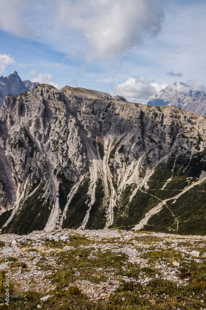 Mountain trail Tre Cime di Lavaredo in Dolomites in Italy Mountain trail Tre Cime di Lavaredo in Dolomites in Italy