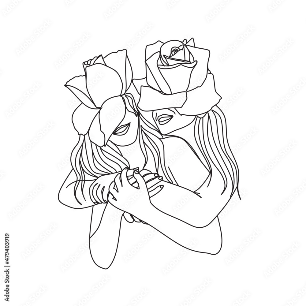 One Line Art Couple Line Art Men And Woman Minimal Face Vector Couple Print Kiss Print 6489