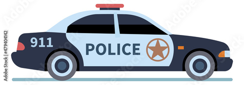 Police car icon. Patrol auto side view